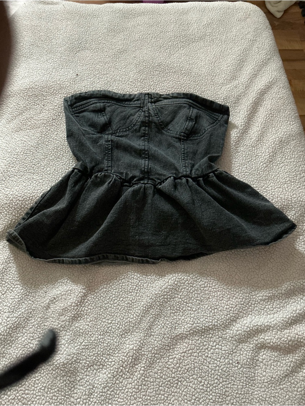 Others Follow Black Strapless Peplum Denim Crop Top